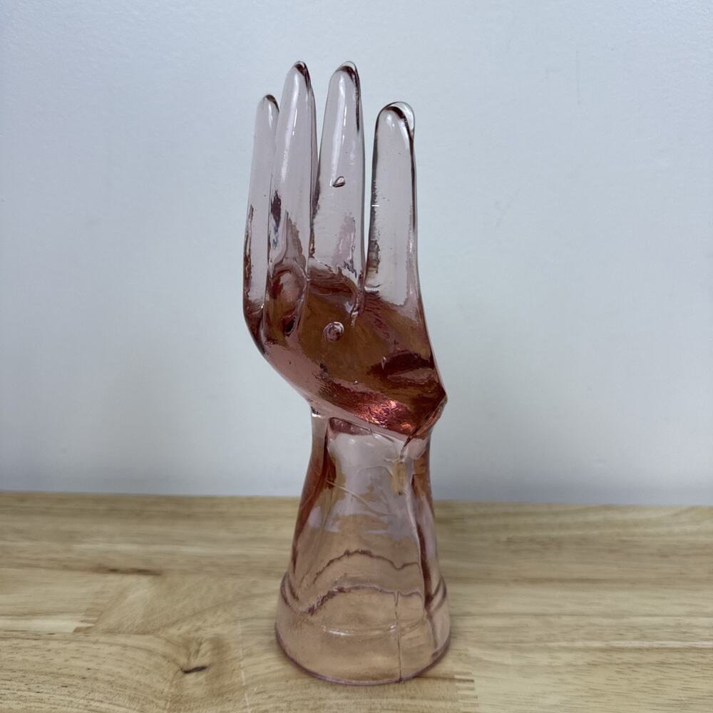 Vintage Baby Pink Depression Glass Hand Ring Mannequin Display 8” - Picture 3 of 8